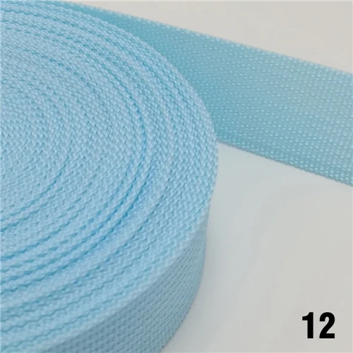 25 мм тесьма 10 м длиной один дюйм цветной 50 цветов доступны полипропилен для сумки швейный пояс тесьма обвязка плетеный ремень - Цвет: 12  Light Blue