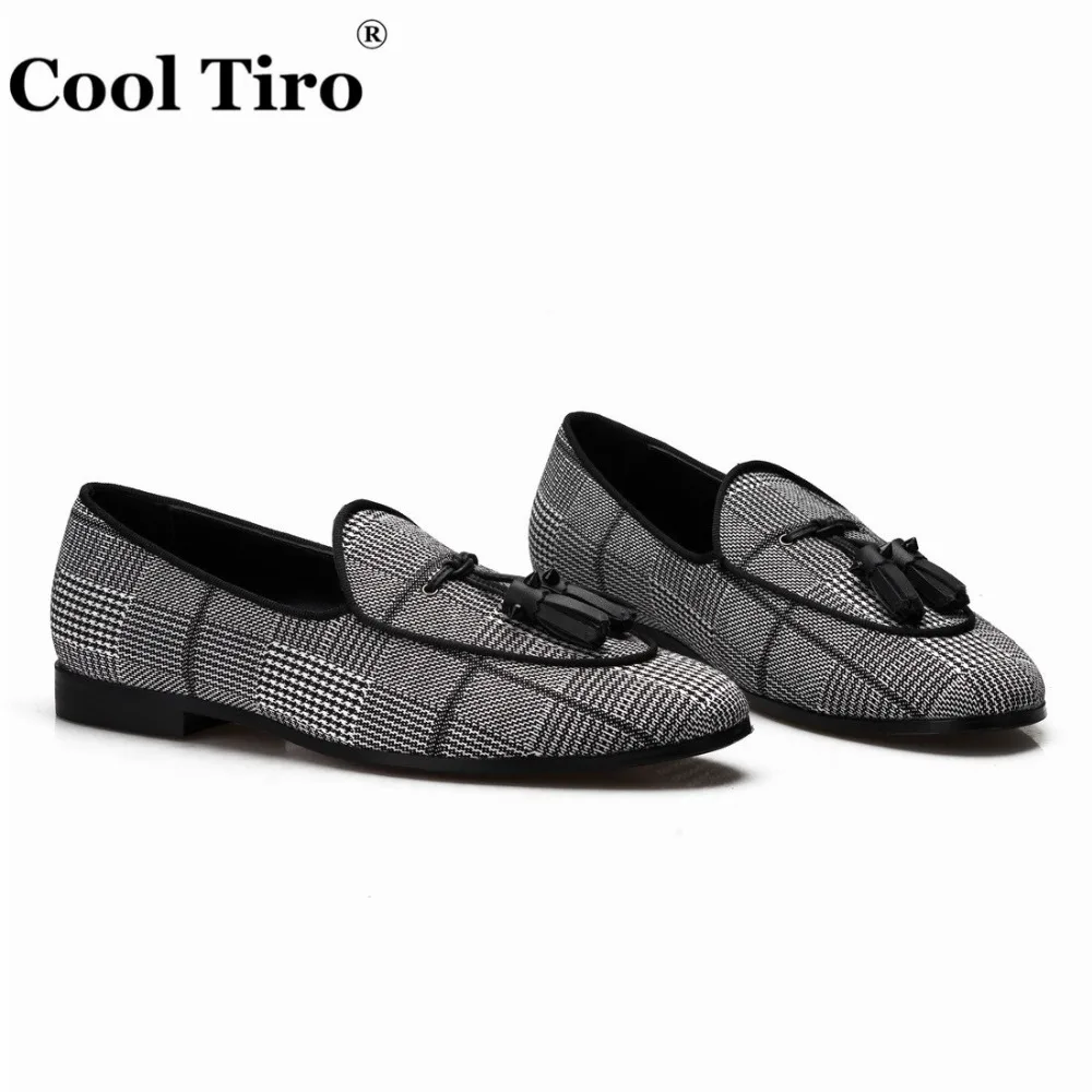 Gingham Men's Loafers With Tassels Flats (7)