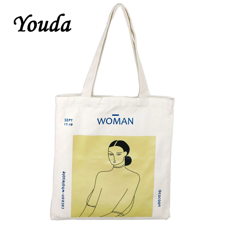 

Youda Classic Minimalist Canvas Bag Ladies Large Capacity Cloth Shoulder Bags Female Casual Handbag Solid Color Totes