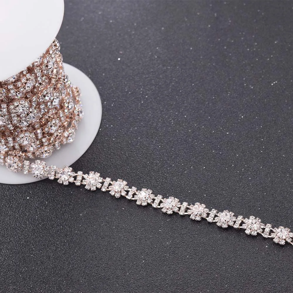 Rose gold rhinestons clothing trims  (5)