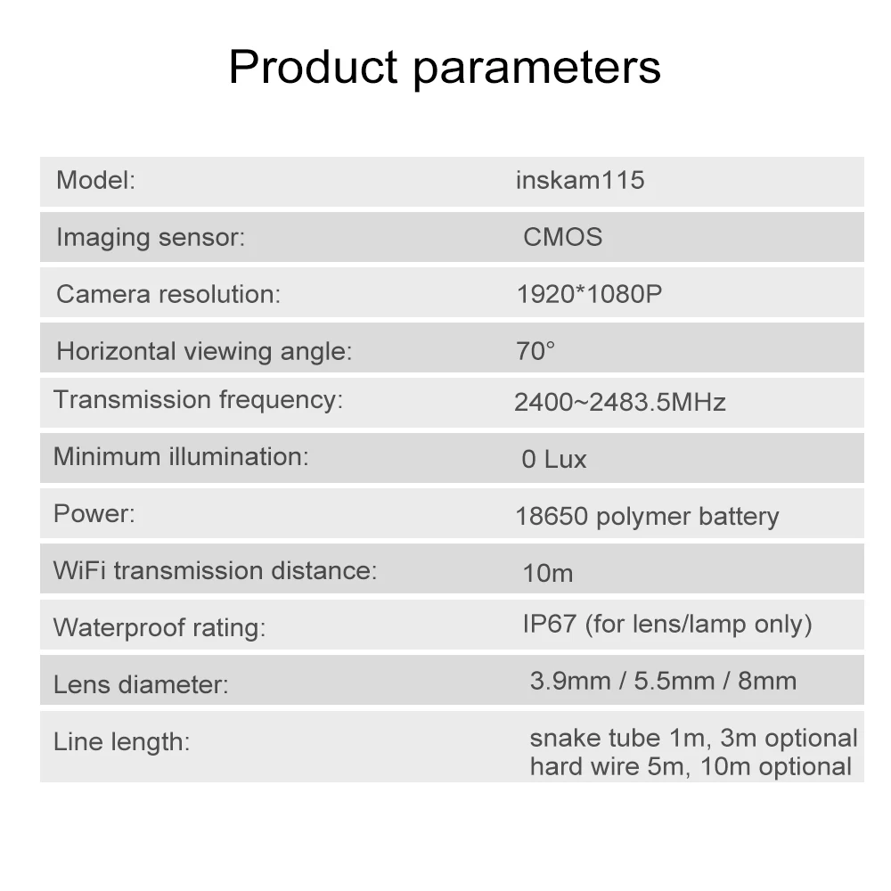  Handheld Endoscope WIFI Camera HD 1080P Inspection Camera for Smartphone Android IOS Snake Hard Cab