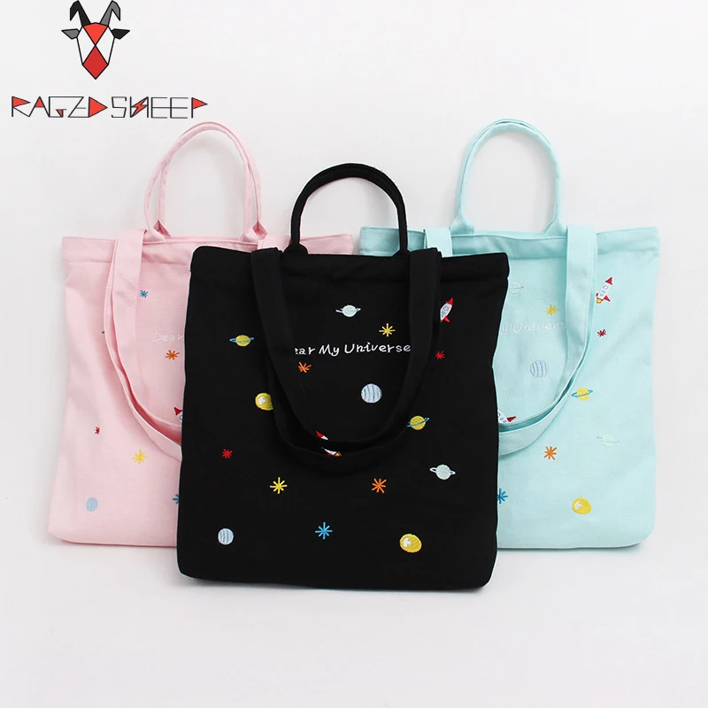 

Raged Sheep Fashion Tote Shopping Bags Cotton Grocery Bags Folding Univers Print Shopping Cart Eco Grab Bag