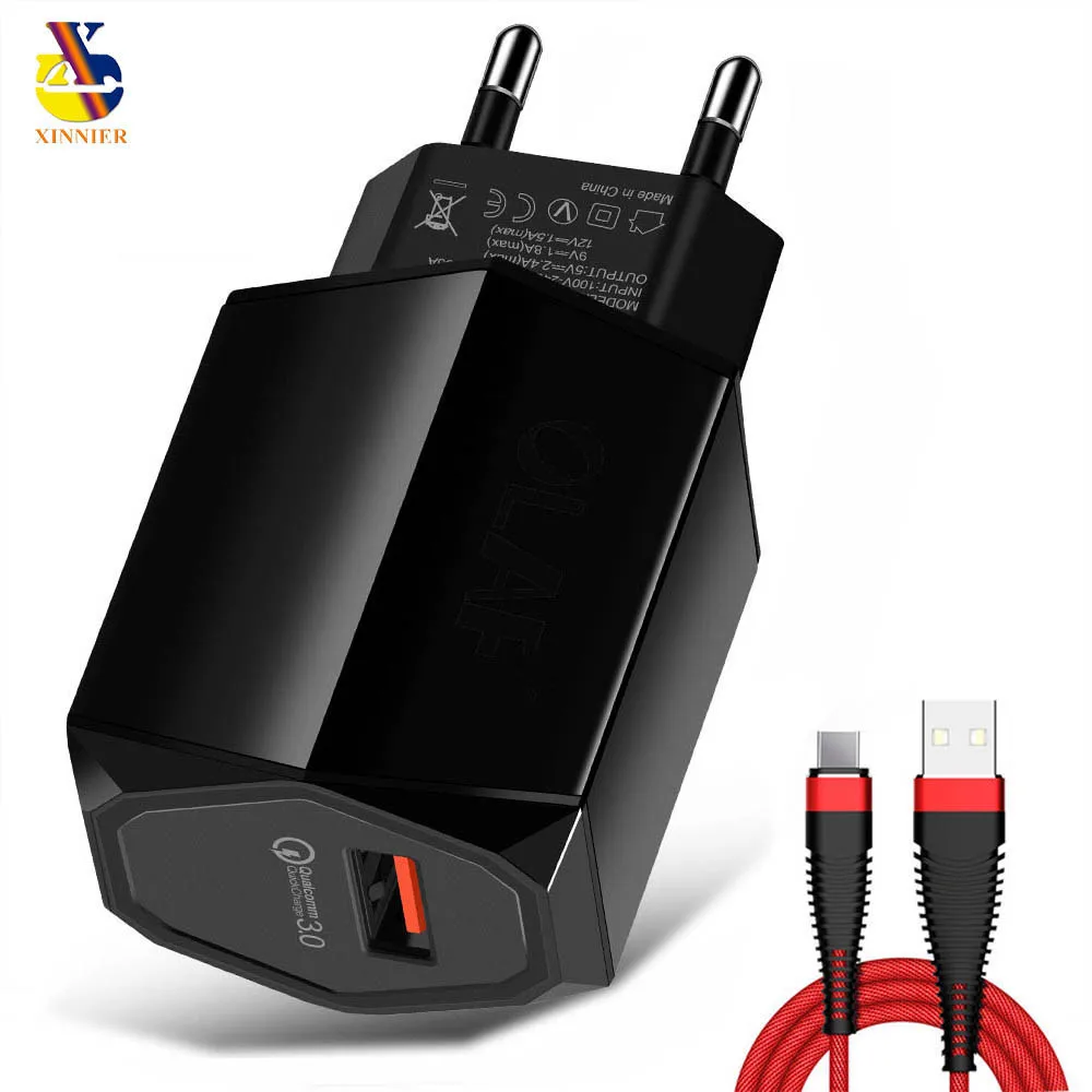 18W Quick Charge 3.0 Fast Mobile Phone Charger EU Plug Wall USB Charger Adapter for iPhone