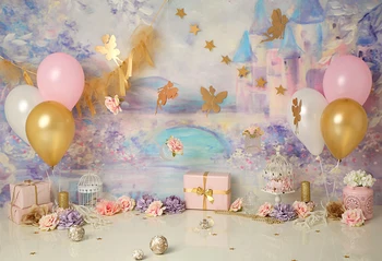 

HUAYI floral balloons cake smash decor backdrop for newborns baby girl baby shower birthday photo background photocall W-380