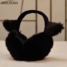 Женские милые девушки Kawaii искусственный мех теплые Наушники Зима держать тепло ухо протектор Аксессуары для волос на Рождество подарок наушники E010