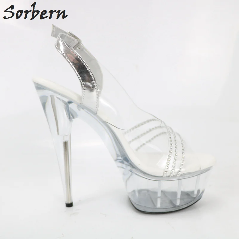 Pvc Clair Plexiglas Haute Cristaux Sandale Voir Chaussures Femmes Sorbern Talons Sandales À Escarpins Travers forme D'été Plate 0qwtxyfYR