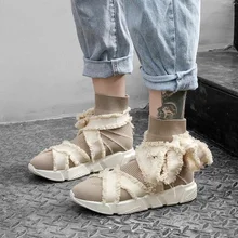 2019 Chic Brand Women Boots Butterfly Knot Embellished Women Shoes Trendy Women Flats Ribbon Decor Hot Women Shoes Sock Shoes chic metal bar embellished black match sunglasses for women