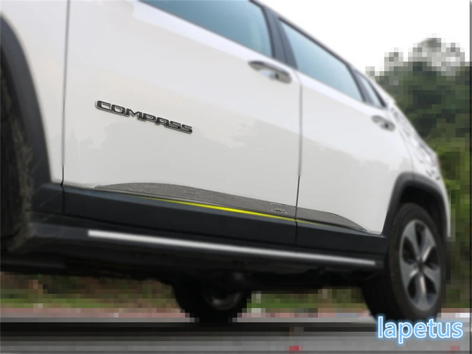 

Lapetus Stainless Steel Side Car Door Body Molding Decoration Strip Cover Trim 4 Pcs / Set Fit For Jeep Compass 2017 2018 2019