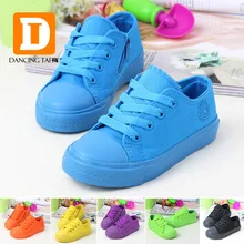 Solide Enfants Chaussures 6 Couleurs Enfants Chaussures Garçons Filles 2017 Marque De Mode Toile tissu Sneakers Casual Conseil Enfants Sneakers