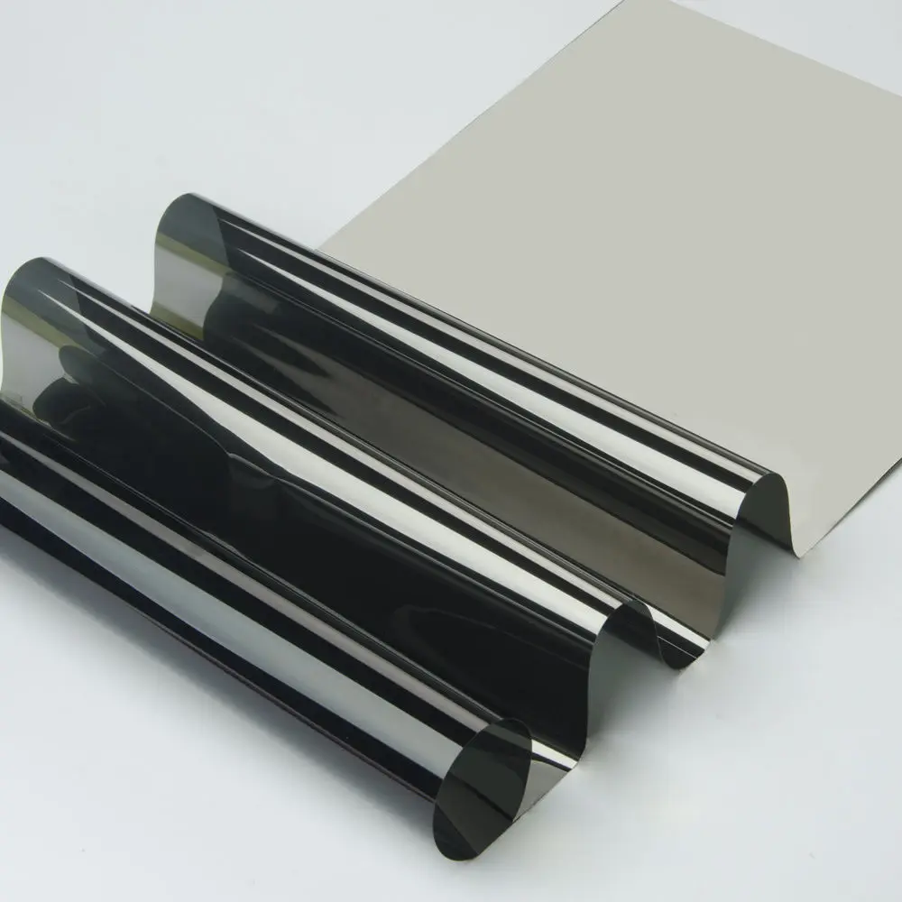 2" X10ft(0,5X3 м) отражающая солнечная зеркальная пленка, серебристая черная Тонирующая пленка, односторонняя стеклянная наклейка для защиты от УФ-излучения