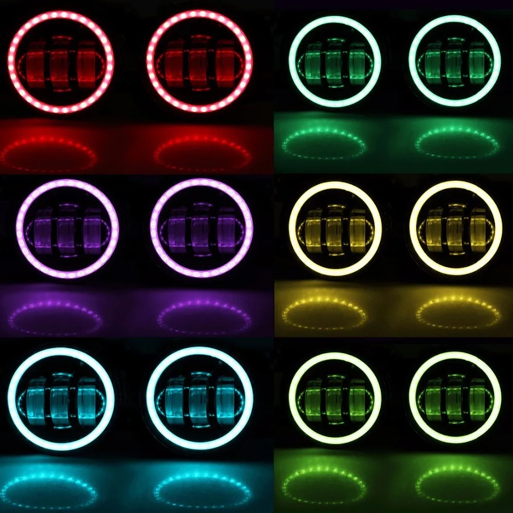 4 автозапчасти RGB глаза ангела приложения управления автомобиля противотуманные фары светодиодные фары фары дальнего света для Jeep Вранглер JK и TJ ЖЖ Гранд Чероки 4 4 автозапчасти RGB глаза ангела приложения управления автомобиля противотуманные фары светодиодные фары фары дальнего света для Jeep Вранглер JK и TJ ЖЖ Гранд Чероки 4