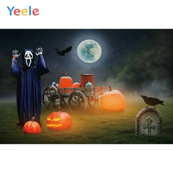 

Yeele Vinyl Halloween Pumpkin Ghost Tombstone Child Party Photography Background Customized Photographic Backdrop Photo Studio