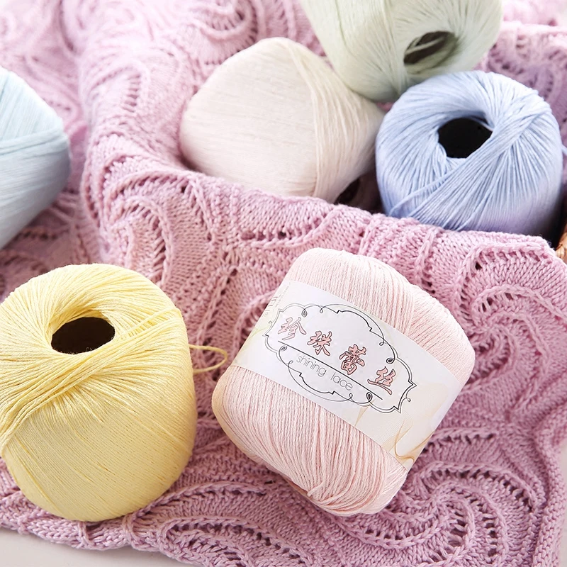 40 g 100 cotton 6 ply Pearl lace yarn High Quality Silky Crochet Lace