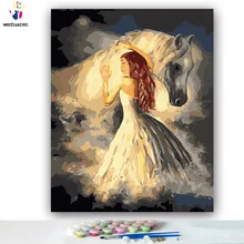 DIY картинки для раскраски по номерам с цветами маленькая девочка маленькая Ирен картина Рисование по номерам в рамке дома