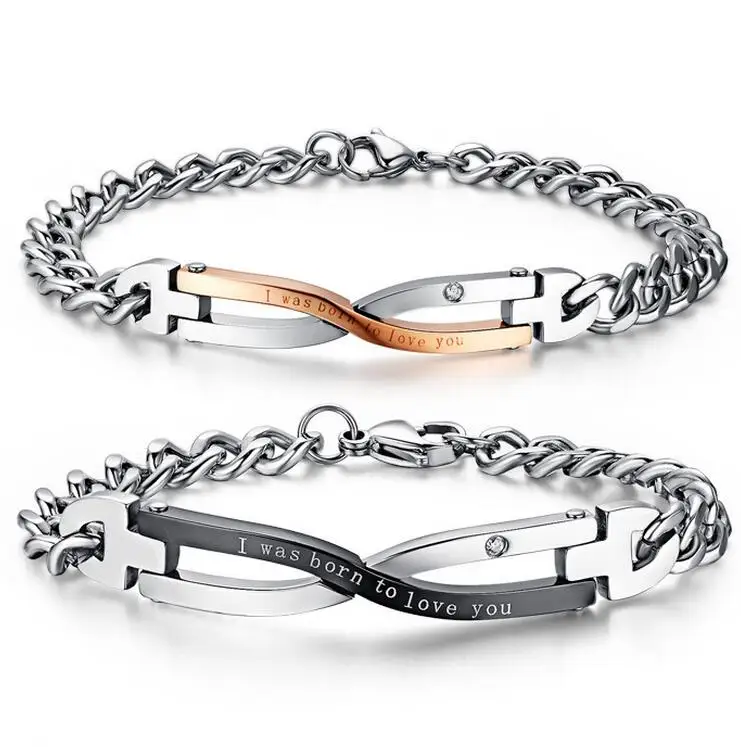 

Stainless steel woven bracelet zircon bracelets couple bracelet