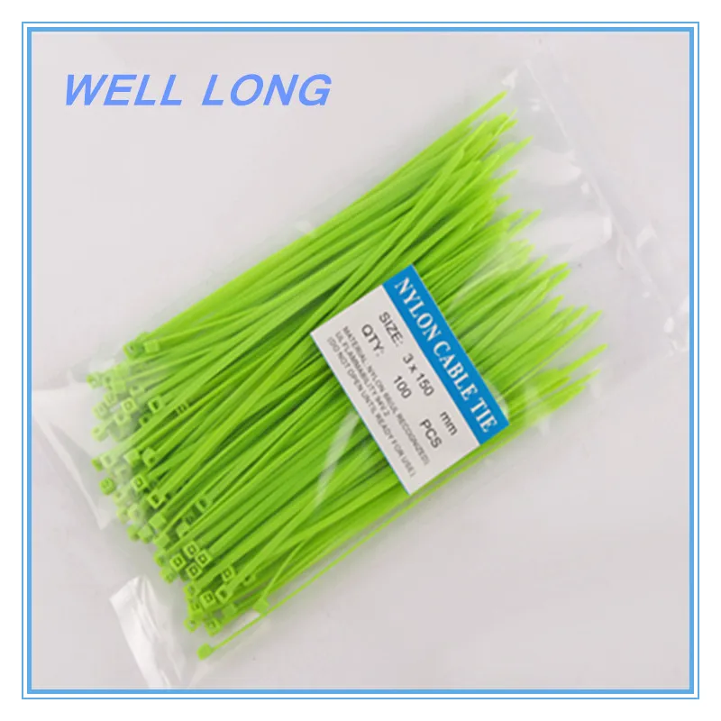

200pcs/lot 3*150mm Fluorescent green Self-Locking Nylon Wire Cable Zip Ties, Cable Ties.
