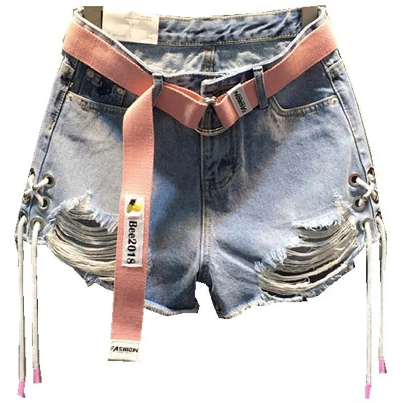 Fashion Women Vintage Ripped Summer High Waisted Denim