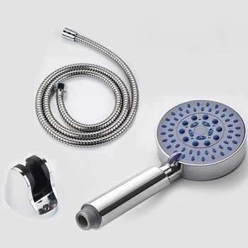

ABS Round Chrome Hand Held Shower Head Wall Hodler Bracket 1.5-3m Hose Set Water Saving Bathroom Handheld Sprayer