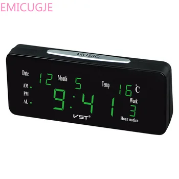 

LED Calendar Large Display Modern Plastic Table Clock Digital LED Wall Clock Glowing Digital Desk Clocks Luminous Clock
