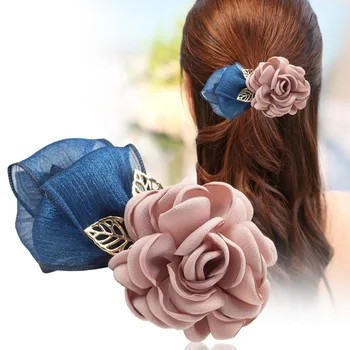 

Elegant Ladies Beauty Bowt Side Clip Headdress Cloth Flowers Barrettes Women Hair Ponytail Holder Accesorios Hairpins Jewelry