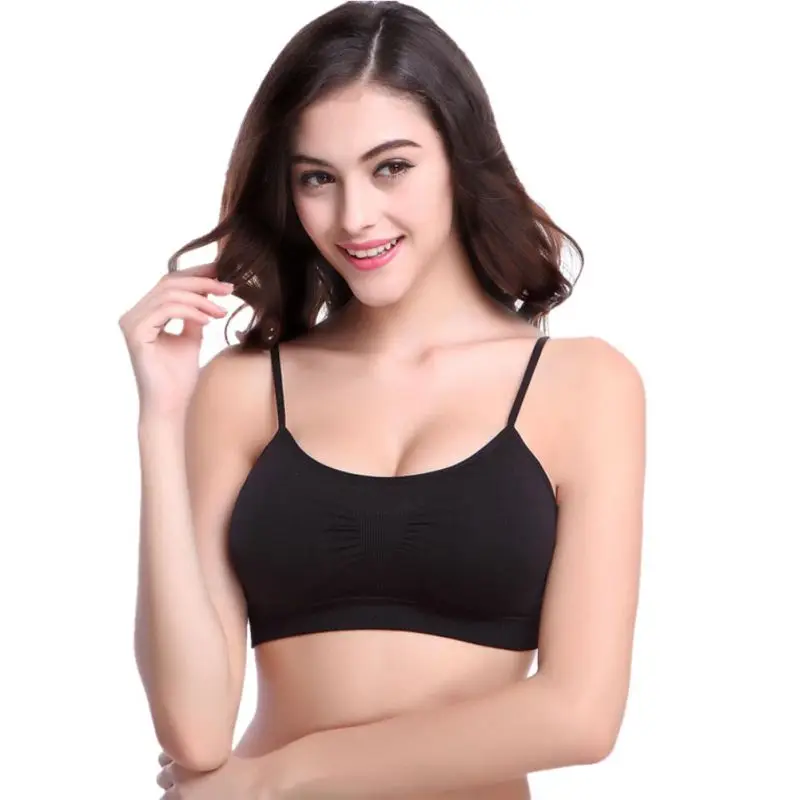 

Women's Seamless Padded Wirefree Comfort Bra Fitness Workout Solid Stretch Bras Girls Tank Top YRD