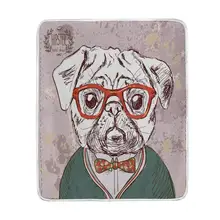 Perro Pug Vintage con gafas rojas manta suave cálido y acogedor sofá cama ligero manta microfibra poliéster