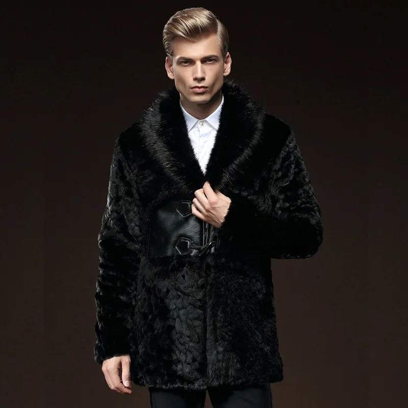 

2019 Autumn winter new men's fur coat imitation mink coat Medium sum men's large European and American warm S-6XL