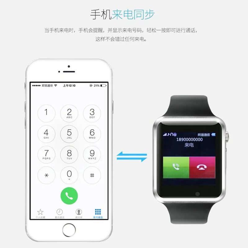 50pcs/lot Smart Watch A1 W8 With Sim Card Camera Bluetooth Smartwatch For Android ISO apple Wearable Devices Whatsapp Facebook