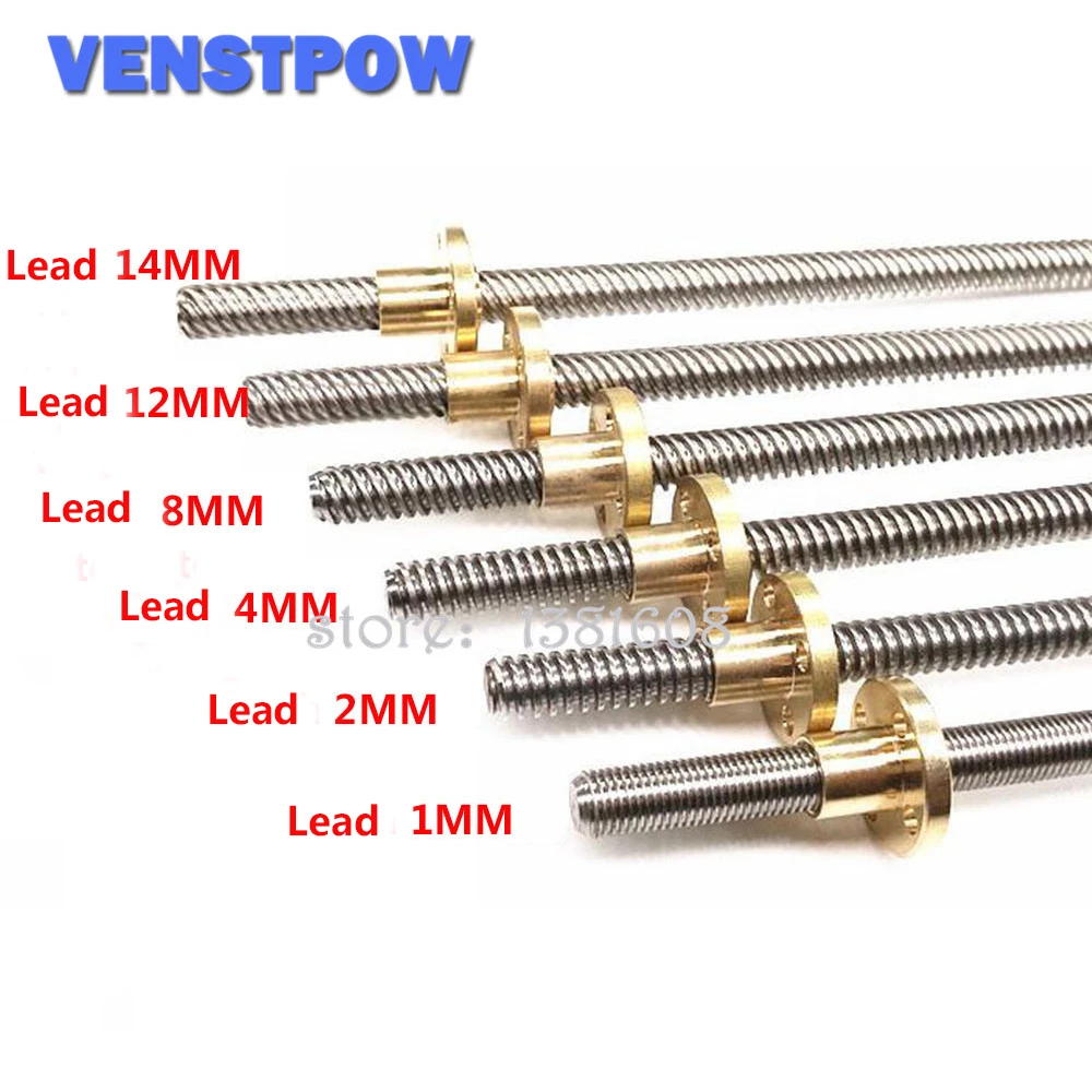 T8 8mm Lead Screw /& Brass Nut Pitch 2mm Lead 8mm Lenth 600mm CNC 3D Printer