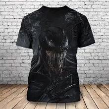 Новинка, мужские топы на заказ, черные, на Хэллоуин, с объемным принтом "страшный Веном", уникальная одежда, футболка с коротким рукавом, Прямая поставка