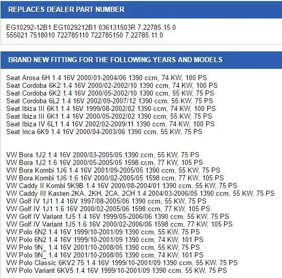 Для VW Golf, Caddy, Bora, Polo 1,4/1,6 16 v-EGR клапан-036131503R с прокладками