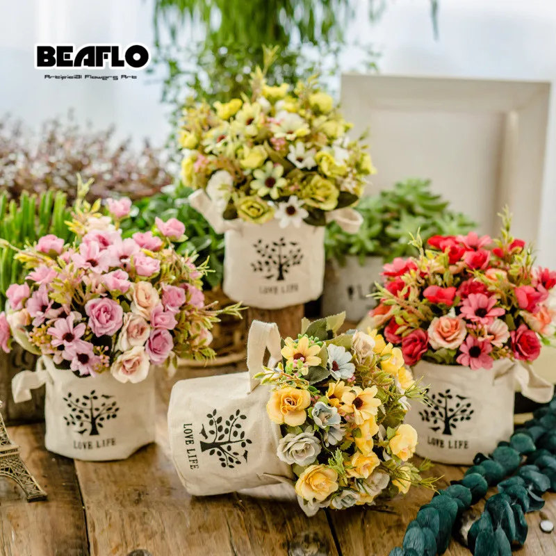 

1 Bouquet European Artificial Rose Colorful Fake Silk Flower Floral Capable For Beauty Home Party Wedding Decor Decoration B1022
