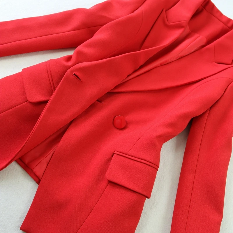 Red blazers feminino Red two piece fashion summer 2018 