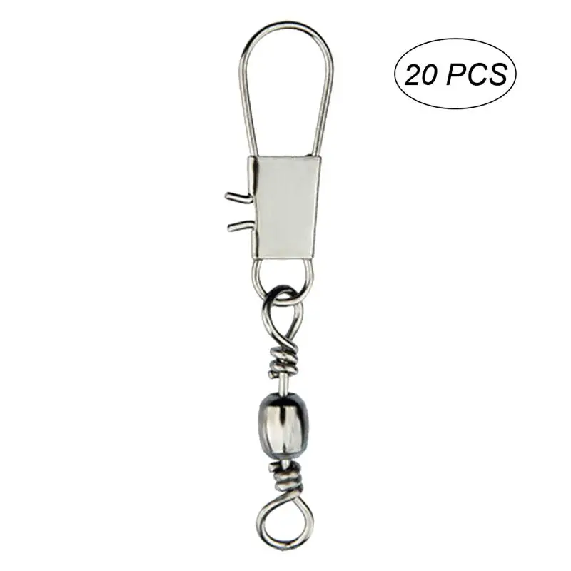 

20pcs Fishing Rolling Ball Bearing Barrel Swivel Fishing Line to Hook Clip Connector Swivels Shank Clip Connector