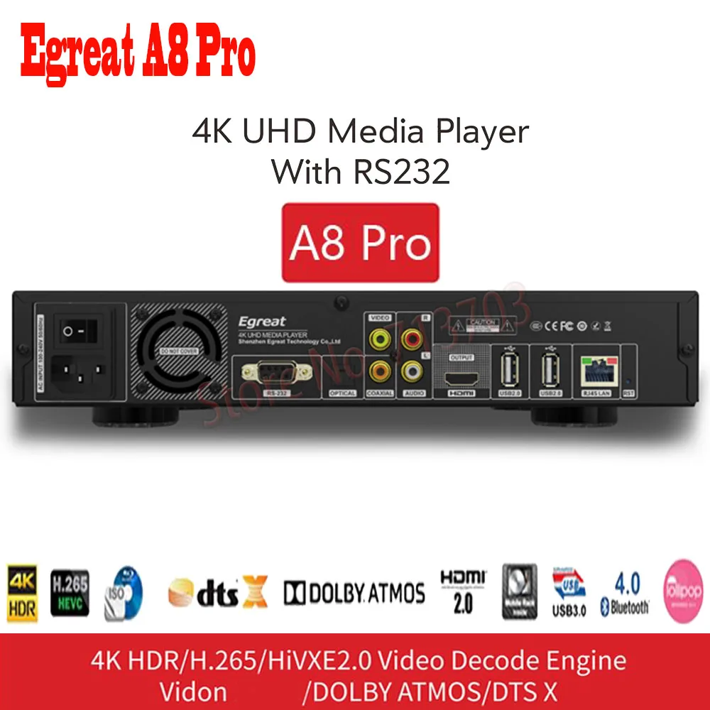 Egreat A8 Pro UHD медиаплеер 2 ГБ 8 ГБ 3D 4 к Bluetooth Android Smart tv Box Поддержка HDD SATA USB3.0 Dolby Ture-HD DTS-HD DTS: X