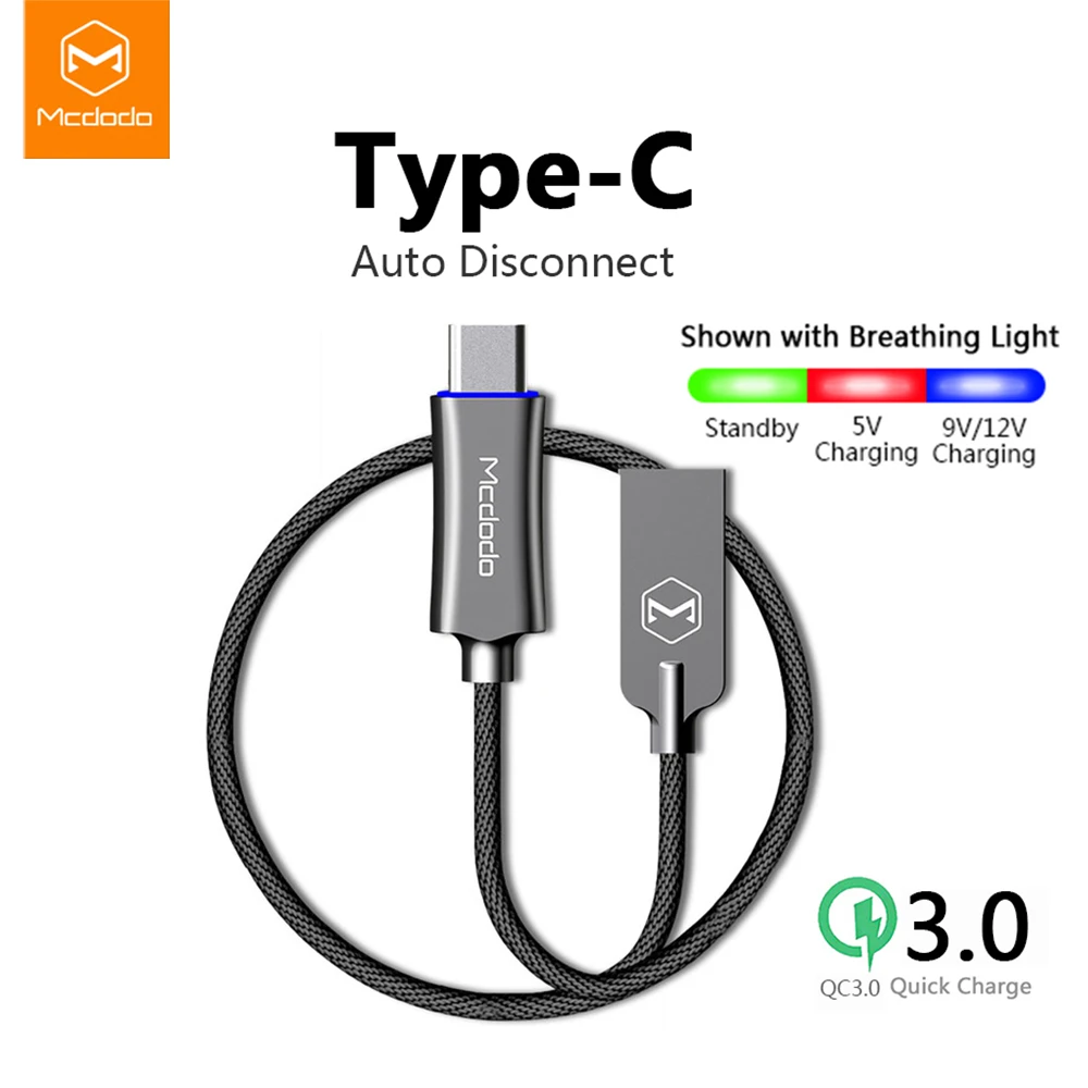 MCDODO usb type C кабель для быстрой зарядки USB C кабель QC 3,0 кабель для зарядки и передачи данных для samsung S10 huawei P20 Pro xiaomi redmi USB провод