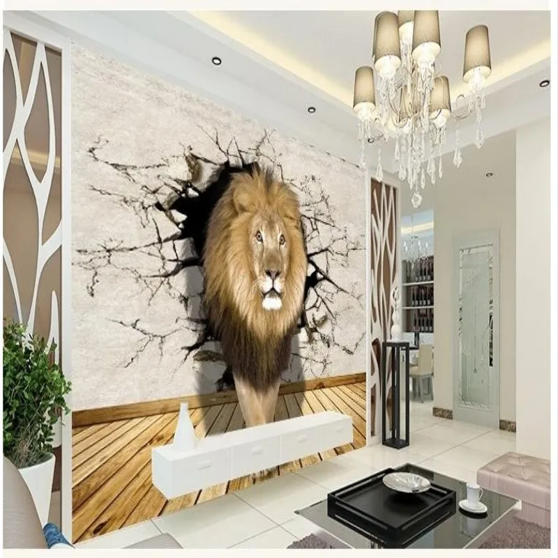 Beibehang 3D фото обои реалистичные животные лежа носорог/Лев/Слон гостиная спальня ТВ фон обои