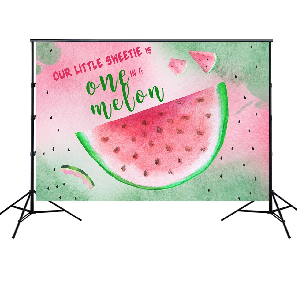 HUAYI Watermelon birthday party backdrop one in a melon 1st birthday photocall background watermelon theme party decor w-2054