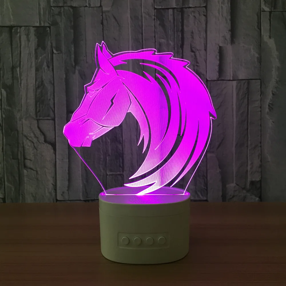 3D Night Lights Bluetooth Speaker Music Lamp Horse Bedroom Lamp 5 Color Change Table party