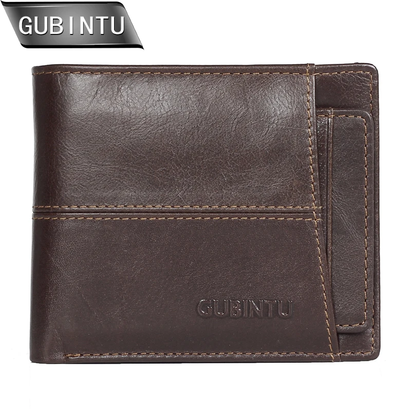 

GUBINTU Men Wallet Genuine Leather Short Wallets and Purses With Removable Credit Card Holder Zipper Pocker Purse carteira