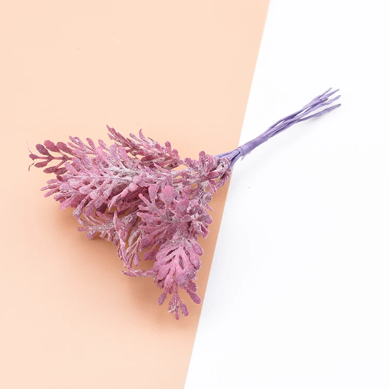 purple 6 шт. красный коралл искусственная трава декоративные цветы имитация венков растения домашний декор diy Подарочная коробка шелковый лист Скрапбукинг - Цвет: purple