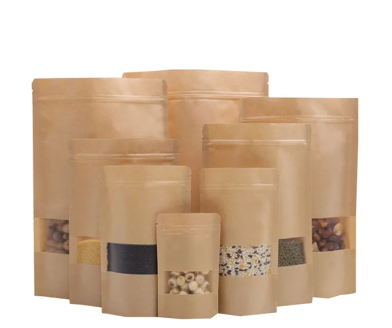 OEM логотип) 100 шт/партия крафт-бумага с окном чай рисовый мешок для упаковки конфет покрытый алюминием пищевой герметизирующий пакет