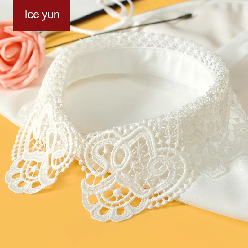 

Fashion women fake collar white Hollow out womens shirts False collar Blouse simple Detachable Collars Clothes Accessories