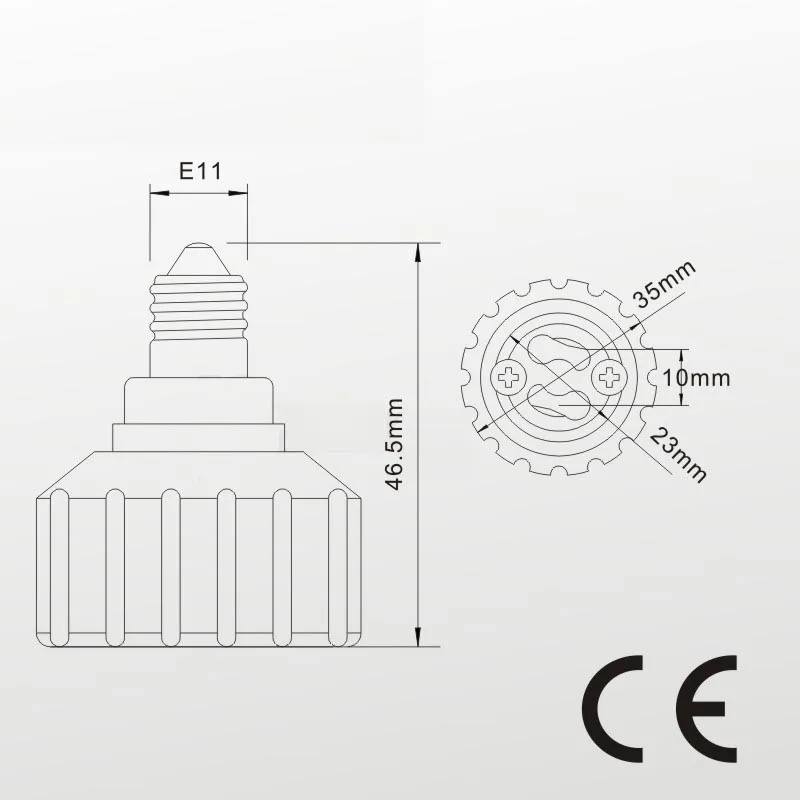 E11 To GU10 Adapter Lamp socket converter Dimension