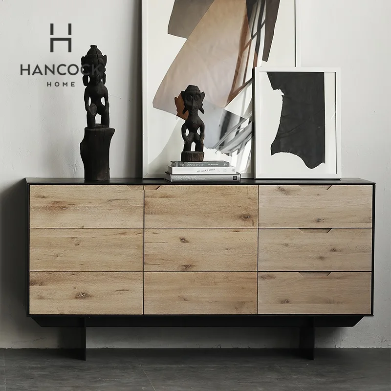 80cm High Cabinet With 3 Drawers Solid Wood Of Oak Face Panel