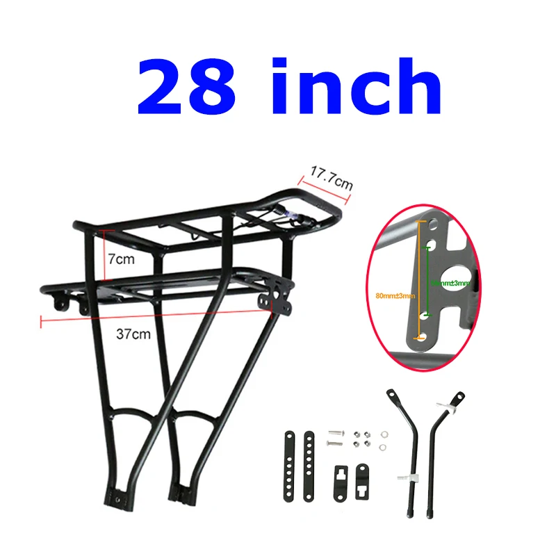 20/24 26 дюймов 700C/28 велосипедная задняя стойка двухслойная электрическая велосипедная переноска для аккумулятора багажные аксессуары для велосипедной стойки - Цвет: 28 Inch Black