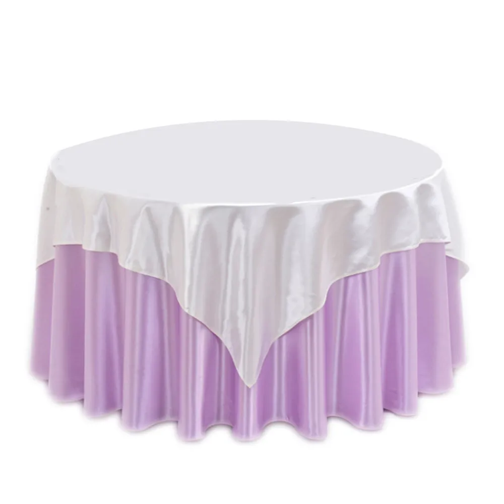 Excellent 20PCS 175CM X 175CM Square Satin Overlay Satin Tablecloth Cover for Wedding Party Restaurant Banquet Decor 4