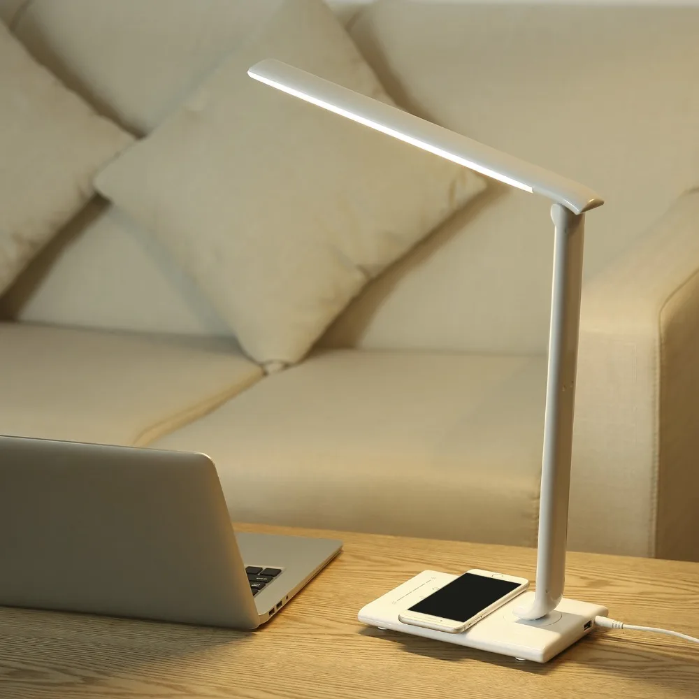 

LED Desk Lamp Flexible Dimmer Desk Light Touch Control Lamp LED Light with Wireless Desktop Charger USB Charging Port Table Lamp