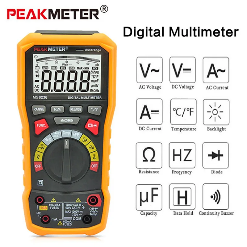 PEAKMETER PM8236 Digital Multimeter Tester AC/DC voltage Multimeter