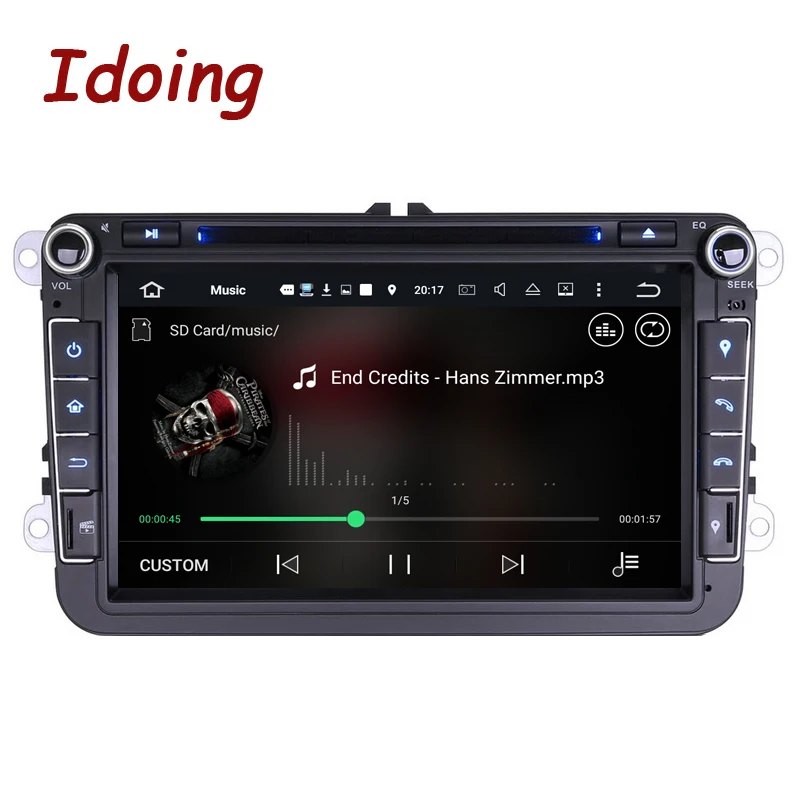 Idoing 2Din руль для VW Polo Golf5 Passat B6 Android7.1 автомобильный мультимедийный плеер сенсорный экран навигация четырехъядерный радио